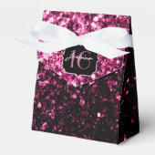 ダークピンクフェイクの光沢のあるグリッターキラキラ甘い16 フェイバーボックス (正面サイド)