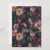 ダークピンクブルゴーニュ&金ゴールドフローラブライダルシャワー 招待状 (裏面)