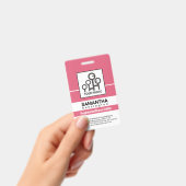 ダークピンクラインカラムスタッフナース写真ID バッジ (手持ち)