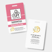 ダークピンクラインカラムスタッフナース写真ID バッジ (正面＆裏面)