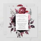 ダークピンクローズグレーフローラバイブリスクリスチャン結婚ズ 招待状 (正面/裏面)
