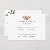 ダークピンクローズダスティバラウェディングRSVPインビタティ 招待状 (正面/裏面)