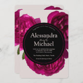 ダークピンクローゼロマンチック結婚ズ 招待状 (正面/裏面)