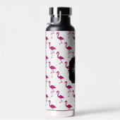 ダークピンク光沢フェイクのあるグリッタースパークルズモノグラムワット ウォーターボトル (右面)