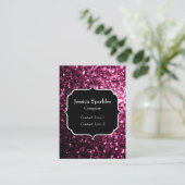 ダークピンク光沢フェイクのあるグリッタースパークルズモノグラム 名刺 (スタンド正面)