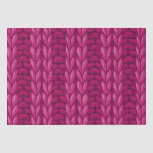 ダークピンク冬の編み物パターン 薄葉紙 (正面)