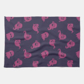 ダークピンク幽霊ダークパープルハロウィーン キッチンタオル (横)