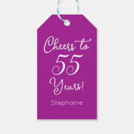 ダークピンク応援55年55誕生日 ギフトタグ