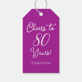 ダークピンク応援80年誕生日賛成 ギフトタグ