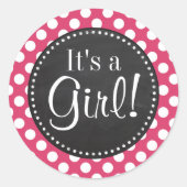 ダークピンク水玉模様;レトロシャルボードルック ラウンドシール (正面)