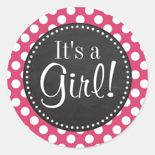 ダークピンク水玉模様;レトロシャルボードルック ラウンドシール (正面)