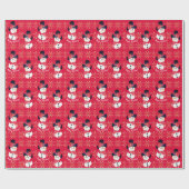 ダークピンク雪だるま ラッピングペーパー (フラット)
