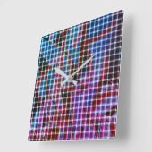 ダークピンク、薄紫、ブルーのトーンのバスケットスタイル... スクエア壁時計 (傾斜)