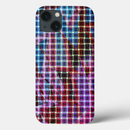 ダークピンク、薄紫、紫の色調のバスケットスタイル iPhone 13ケース