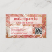 ダークピーチコーラルレッドピンク金ゴールド大理石アートパターン 名刺 (裏面)