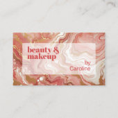 ダークピーチコーラルレッドピンク金ゴールド大理石アートパターン 名刺 (正面)