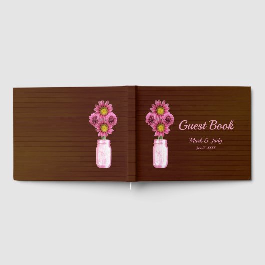 ダークピ素朴ンクフローラメイスンジャー結婚ズ ゲストブック (全面)