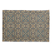 ダークファンキーティール(緑がかった色)ブルータウペブラウンボヘミアンバリアート 枕カバー (裏面-左)