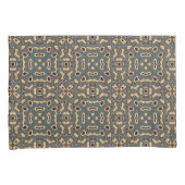 ダークファンキーティール(緑がかった色)ブルータウペブラウンボヘミアンバリアート 枕カバー (正面右)