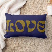 ダークファンキーブルーゴールデンレトロタイポグラフィラブネーム ランバークッション (ブランケット)