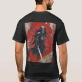 ダークファンタジーのエルフ戦士 - ゴシックウォールアート Tシャツ (裏面)