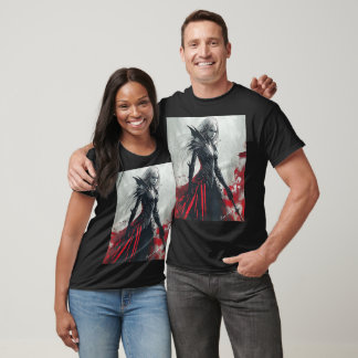 ダークファンタジーのエルフ戦士 - ゴシックウォールアート Tシャツ