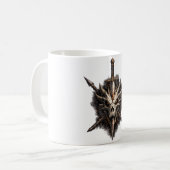 ダークファンタジーのドクロ剣士エンブレム コーヒーマグカップ (正面左)