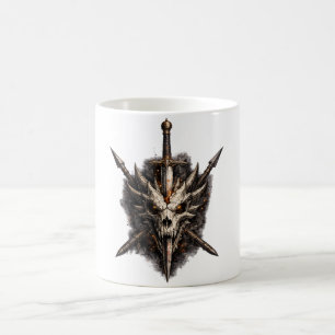 ダークファンタジーのドクロ剣士エンブレム コーヒーマグカップ