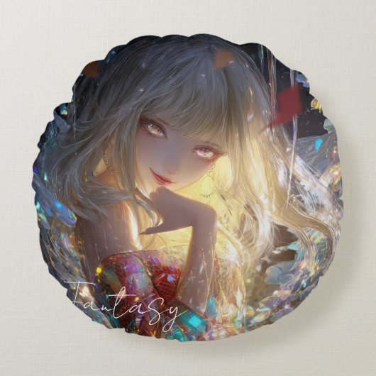 ダークファンタジーの少女 ラウンドクッション (正面)