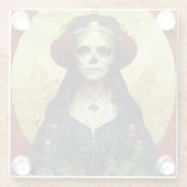 ダークファンタジーゴシックスカル女性 ガラスコースター (裏面)