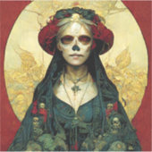 ダークファンタジーゴシックスカル女性 シール (正面)