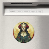 ダークファンタジーゴシックスカル女性 マグネット (インサイチュ (食洗機))