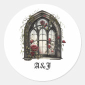 ダークファンタジー城窓ゴシックウェディング ラウンドシール (正面)