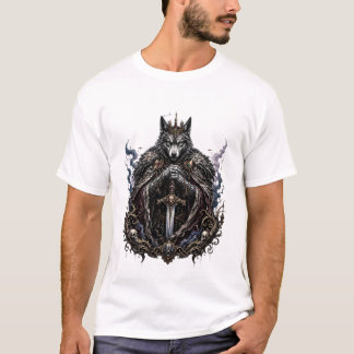 ダークファンタジー ウルフキング ゴシック グラフィック Tシャツ