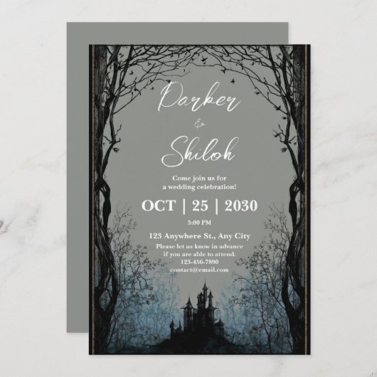 ダークフェアユタリーフォレスト結婚式招待状 招待状 (正面/裏面)
