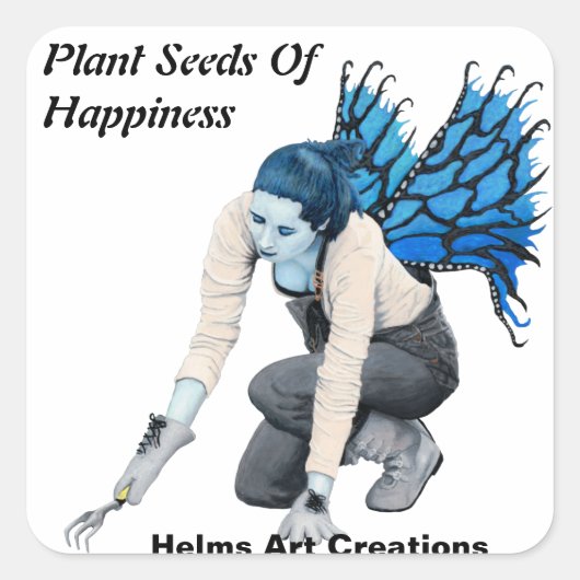 ダークフェアリーガーデンガーデナーファンタジーアートシール スクエアシール (正面)