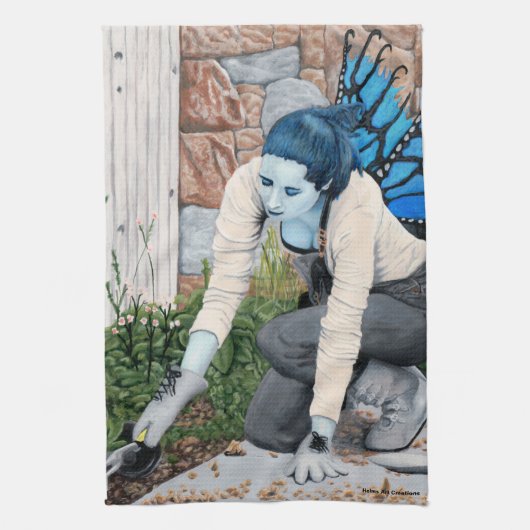 ダークフェアリーガーデンファンタジーアートキッチンタオル キッチンタオル (縦)