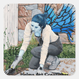 ダークフェアリー庭師ガーデニングファンタジーアートシール スクエアシール