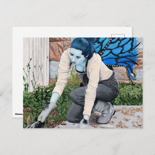 ダークフェアリー庭師ガーデニングファンタジーアートハガキ ポストカード (正面/裏面)