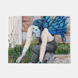 ダークフェアリー庭師ガーデニングファンタジーアート様式 ドアマット