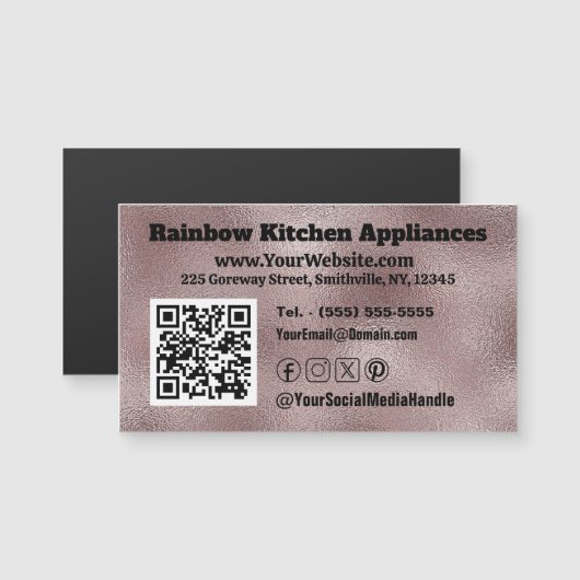 ダークフェイクピンク金属磁気ビジネスカード (正面/裏面)