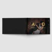 ダークフェージング写真&モノグラムエレガントフォイル結婚ズ ゲストブック (全面)