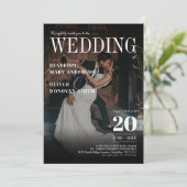 ダークフォトマガジンニュース紙エレガントウェディング 招待状 (スタンド正面)