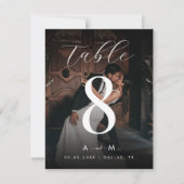 ダークフォト 4.25 x 5.5 ウェディングテーブルナンバー サンキューカード (正面)