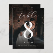 ダークフォト 4.25 x 5.5 ウェディングテーブルナンバー サンキューカード (正面/裏面)