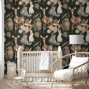 ダークフォレストの水の色の鹿と緑の壁紙 壁紙