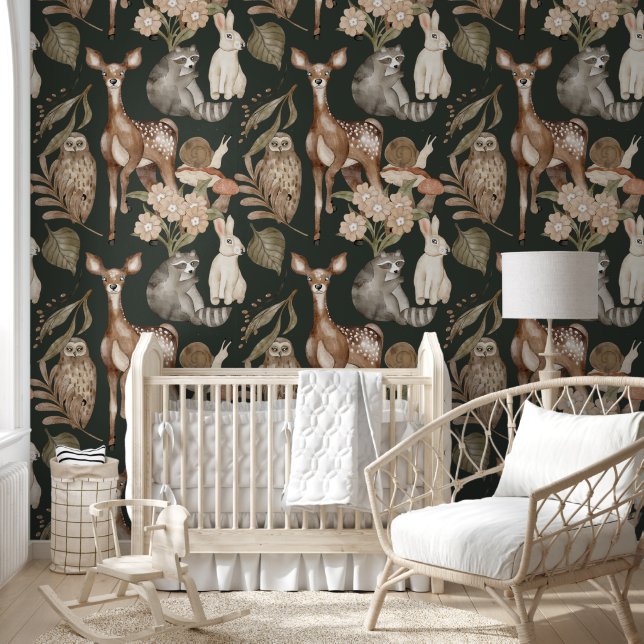 ダークフォレストの水の色の鹿と緑の壁紙 壁紙 (キッズ)