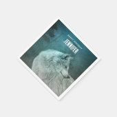 ダークフォレストの美しいグレーウルフ誕生日 スタンダードカクテルナプキン (角)