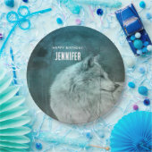 ダークフォレストの美しいグレーウルフ誕生日 ペーパープレート (パーティー)