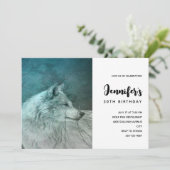 ダークフォレストの美しいグレーウルフ誕生日 招待状 (スタンド正面)